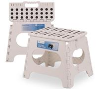 Trimming Shop Heavy Duty 11 Inch Folding Step Stool for Adults & Kids - Anti-Slip Plastic Stool, Holds 330lbs - Lightweight, Portable, for Kitchen, Bathroom, Garage, Camping (White)