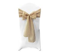Trimming Shop Hessian Chair Sashes, Rustic Jute Burlap Vintage Wedding, Party Decoration Vintage Shabby Chic Wedding Table Runner Sash Rustic Sewed Edge DIY Crafts, 22cm x 280cm, Beige, 10pcs
