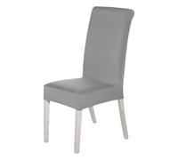 Trimming Shop High-Back Chair Covers for Dining Room Chairs, Silver, 1 Pack | Spandex Stretch Removable Washable Armless Chair Protective Slipcover for Kitchen, Wedding, Party, Banquet & Hotel