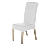 Trimming Shop High-Back Chair Covers for Dining Room Chairs, White, 4 Pack | Spandex Stretch Removable Washable Armless Chair Protective Slipcover for Kitchen, Wedding, Party, Banquet & Hotel