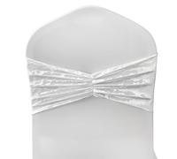 Trimming Shop Ivory Crushed Velvet Chair Band, Elastic Fabric, 1pc | Glitz Shiny Polyester Fabric Sashes, No-Tie Chair Bands for Weddings, Parties, Banquets, Receptions, Event Decorations