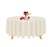 Trimming Shop Ivory Round Tablecloth Premium Quality Fabric Durable Table Cover for Wedding Table Decorations, Banquets Corporate Parties, Events, 108 inch, 1pc