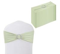 Trimming Shop Ivory Spandex Chair Band with Slider Buckle, Stretchy Fabric Chair Band Sash, Elastic Wedding Chair Cover Band, Chair Decoration Party, Reception, Banquet, 50pcs