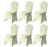 Trimming Shop Ivory Wedding Chair Covers Set of 6, Spandex Polyester Stretch Removable Washable Universal Slipcovers for Wedding Banquet, Dining Party & Events