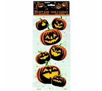 Trimming Shop Jack-O-Lantern Pumpkin Grin Cellophane Halloween Party Bags with Twist Ties for Halloween Favors, Trick or Treat Candy, Gifts & Party Supplies (30cm x 13cm, Pack of 20)