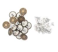 Trimming Shop Jeans Button Hammer on 17mm Brass Tack Fasteners with Aluminium Back Pin for Clothing Repair, Jeans, Denims, Skirts, Jackets (Bronze, 10pcs)