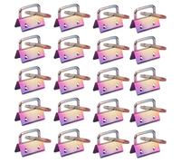 Trimming Shop Key Fob Hardware Rainbow 1 Inch/25mm Set of 50 Key Fob Clamps Lanyard Wristlet Key Chain with Metal Split Ring for Webbing Strap Ribbon Leather Belt