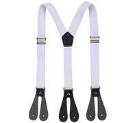 Trimming Shop Kids Button Hole Suspenders Y Shape Heavy Duty, Adjustable, Elasticated Braces for Trousers, Denims, Daily Wear (28" Long, 20mm Wide, White)