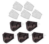 Trimming Shop Kids Cotton Face Mask, 10pcs Filter, Grey Camo, 5pcs