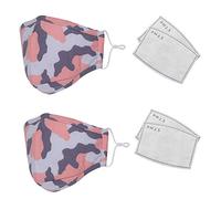 Trimming Shop Kids Cotton Face Mask, 4pcs Filter, Pink Camo, 2pcs
