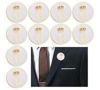 Trimming Shop King Charles Birthday Pin Badge Memorabilia Crown Lapel Metal Royal Brooch Commemorative Souvenir Gifts Men Women Kids Students, White & Gold, 30mm, 10pcs