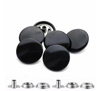 Trimming Shop Large Press Studs Shiny Black Snap Fasteners, 15mm, 10pcs
