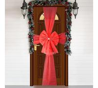 Trimming Shop Large Red Christmas Door Bow with Diamante Detail - Organza Mesh Front Door Wrapping for Xmas, Wedding, Baby Shower, Celebration, Festive Holiday Season House Decoration, 7.5m - 1 Pack