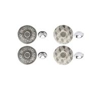 Trimming Shop Laser Cut Double Rivet Magnetic Snap Fasteners 4-Part Lightweight Metal Clasps for DIY Crafts, Leather Jackets, Handbags & Clothing Repair (18mm, Silver, 2pcs)