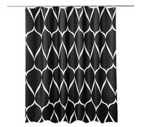 Trimming Shop Lattice Black Shower Curtain - Polyester Fabric Bathroom Curtain, Waterproof & Mould Resistant, With 12 Hooks, Washable 180x180cm Long Shower Liner, Blackout Design for Stylish Bathroom