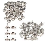 Trimming Shop Leather Rivets 100 Set Double Cap Rivets Tubular Metal Studs for DIY Crafts, Handbag, Belts, Purses, Bags, Shoes, Clothing, Repair & Replacement, 9mm, Silver