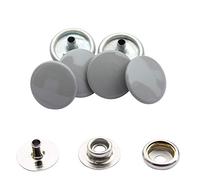 Trimming Shop Light Grey 15mm Press Studs 4 Part, Durable and Lightweight, Metal Snap Fasteners for Jackets, Jeans, Leather Craft, Straps and Sewing Projects, Clothes Repair, 50pcs