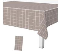 Trimming Shop Light Grey Checkered Rectangular Tablecloth 137x180cm Wipeable PVC Plastic Tablecloth Stain Resistant Waterproof Oil-proof Table Cover Indoor Outdoor Picnic Party Dinner Home Decor, 1pc