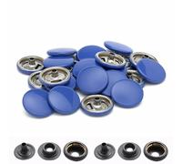 Trimming Shop Matt Blue Press Studs with Black Back Snaps, 15mm, 10pcs | No-Sew Metal Snap Buttons 4 Part for DIY Leathercrafts, Jackets, Handbag, Purses, Clothing Repair