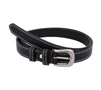 Trimming Shop Mens Black Waist Belt with Silver Pin Buckle, 20mm Wide Adjustable PU Leather Skinny Waistband for Jeans, Trouser, Casual & Formal Wear