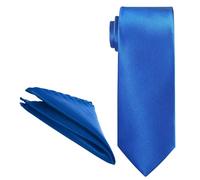 Trimming Shop Men's Necktie Solid Satin Neck Tie & Pocket Square, Skinny Tie with Handkerchief for Wedding, Birthday Party, Formal & Casual Wear, Business Meetings