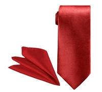 Trimming Shop Men's Necktie Solid Satin Neck Tie & Pocket Square, Skinny Tie with Handkerchief for Wedding, Birthday Party, Formal & Casual Wear, Business Meetings