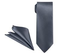 Trimming Shop Men's Necktie Solid Satin Neck Tie & Pocket Square, Skinny Tie with Handkerchief for Wedding, Birthday Party, Formal & Casual Wear, Business Meetings