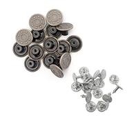 Trimming Shop Metal Cap Stars Design Jeans Button Tack Fasteners with Aluminium Back Pin for Clothing Repairing, Denims, Jackets (17mm, Gunmetal, 10pcs)