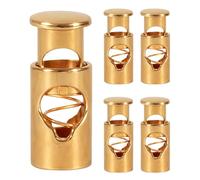 Trimming Shop Metal Cord Stopper Toggle 8mm x 19mm - Spring Loaded Drawstring Lock with 5mm Hole - Heavy Duty Cord Fastener for Hoodies, Jackets, Bags & Crafts, Gold, 5pcs