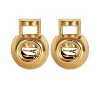 Trimming Shop Metal Spring Loaded Cord Lock Stop Toggle Fastener for Luggage, Clothing, DIY Projects, Lanyard, Backpack, Sportswear, Jackets, Shoelaces, Gold, 2pcs