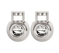 Trimming Shop Metal Spring Loaded Cord Lock Stop Toggle Fastener for Luggage, Clothing, DIY Projects, Lanyard, Backpack, Sportswear, Jackets, Shoelaces, Silver, 2pcs