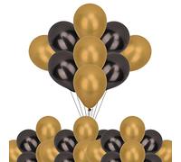 Trimming Shop Metallic Balloons, 25pcs Decorative Latex Chrome Balloons 5 Inch Party Balloons Shiny Helium Birthday Balloons for Wedding, Engagement, Baby Shower, Christmas Decoration, Black & Gold