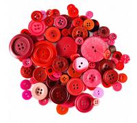 Trimming Shop Mixed Red 100g Round Resin Buttons, 2 & 4 Holes