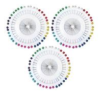 Trimming Shop Multi-Colour Quilting Round Shaped Pearl Head Pins - Colorful Straight Pearl Pins for Sewing, Scarf, Hijab, Head Fabric Cover, Dressmaking, Pearlised Pins for Versatile Use, Pack of 3