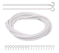 Trimming Shop Net Curtain Wire & Hooks Set | 10m Curtain Cord with 10 Hooks & 10 Eyes | Cut-to-Size, Durable, Multipurpose Cable Wire Kit for Net Curtains, Voiles & More - White