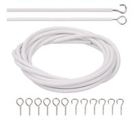 Trimming Shop Net Curtain Wire & Hooks Set | 2m Curtain Cord with 6 Hooks & 6 Eyes | Cut-to-Size, Durable, Multipurpose Cable Wire Kit for Net Curtains, Voiles & More - White