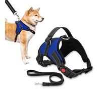 Trimming Shop No Pull Dog Harness and Lead Set for Large Dogs, Adjustable, Breathable, Reflective Pet Vest for Puppy Training, Walking, Choke Free Harness for Large Breeds - Royal Blue