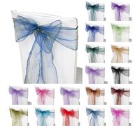 Trimming Shop Organza Chair Sashes - Hunter Green - Sheer Sash Ties, 17x280cm Reusable Organza Fabric Seat Bows for Wedding Chairs, Proms, Dining Table Styling & Event Decorations, 75pcs