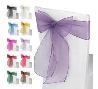 Trimming Shop Organza Chair Sashes - Light Lilac Purple - Sheer Sash Ties, 17x280cm Reusable Organza Fabric Seat Bows for Wedding Chairs, Proms, Dining Table Styling & Event Decorations, 1pc