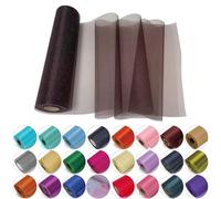 Trimming Shop Organza Roll Snow Sheer Glitter Fabric 25m x 29cm for Wedding Venue, Chair Bow Sash, Table Runner, Christmas Event, Party Decoration, DIY Craft Projects, Dark Brown