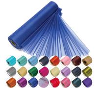 Trimming Shop Organza Roll Snow Sheer Glitter Fabric 25m x 29cm for Wedding Venue, Chair Bow Sash, Table Runner, Christmas Event, Party Decoration, DIY Craft Projects, Royal Blue
