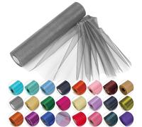 Trimming Shop Organza Roll Snow Sheer Glitter Fabric 25m x 29cm for Wedding Venue, Chair Bow Sash, Table Runner, Christmas Event, Party Decoration, DIY Craft Projects, Dark Silver