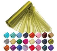Trimming Shop Organza Roll Snow Sheer Glitter Fabric 25m x 29cm for Wedding Venue, Chair Bow Sash, Table Runner, Christmas Event, Party Decoration, DIY Craft Projects, Olive Green
