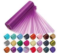 Trimming Shop Organza Roll Snow Sheer Glitter Fabric 25m x 29cm for Wedding Venue, Chair Bow Sash, Table Runner, Christmas Event, Party Decoration, DIY Craft Projects, Purple