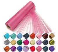 Trimming Shop Organza Roll Snow Sheer Glitter Fabric 25m x 29cm for Wedding Venue, Chair Bow Sash, Table Runner, Christmas Event, Party Decoration, DIY Craft Projects, Rose Pink