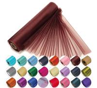 Trimming Shop Organza Roll Snow Sheer Glitter Fabric Elegant Decorative Cloth for Chair Bow Sash, Table Runner,Wedding Venue, Party Decoration, 25m x 29cm, Burgundy