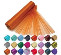 Trimming Shop Organza Roll Snow Sheer Glitter Fabric for Chair Bow Sash, Table Runner,Wedding Venue, Party Decoration, 25m x 29cm (Orange)