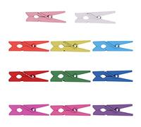 Trimming Shop Pack of 50 Mini Craft Wooden Pegs, Small Crafting Pegs, 3.5cm Multicolour Mini Wooden Peg Embellishments, Tiny Pegs for Hanging photos, DIY Art & Craft Projects