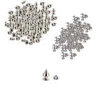 Trimming Shop Plastic Tree Style Cone Studs with Base Pin for Leathercrafts, Clothing Decoration, DIY Projects, Punk & Goth Accessories (8mm x 13mm, Silver, 100pcs)