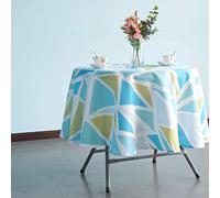 Trimming Shop Polyester Printed Tablecloth 70 Inch Round Tablecover for 4-6 Seater Dining Table Wipeable Wrinkle-Resistant Washable Indoor Outdoor Home Kitchen Picnic - Abstract Light Blue & Brown